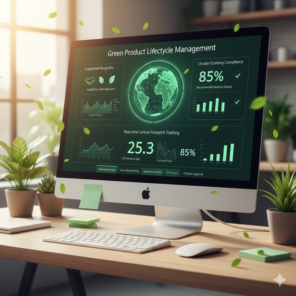 Green PLM Dashboard with sustainability metrics
